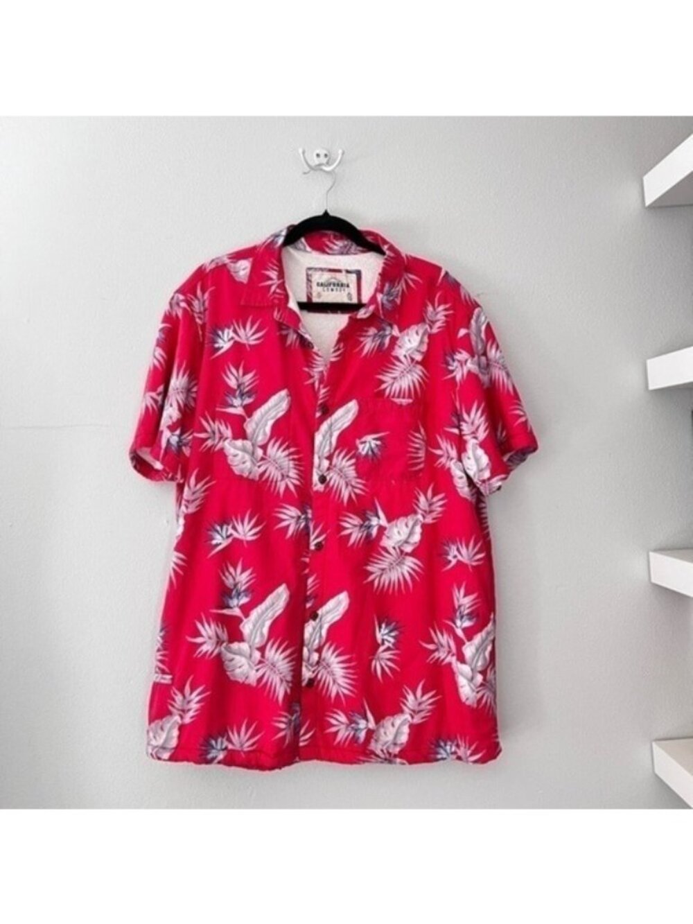 California Cowboy High Water red tropical shirt size XXXL